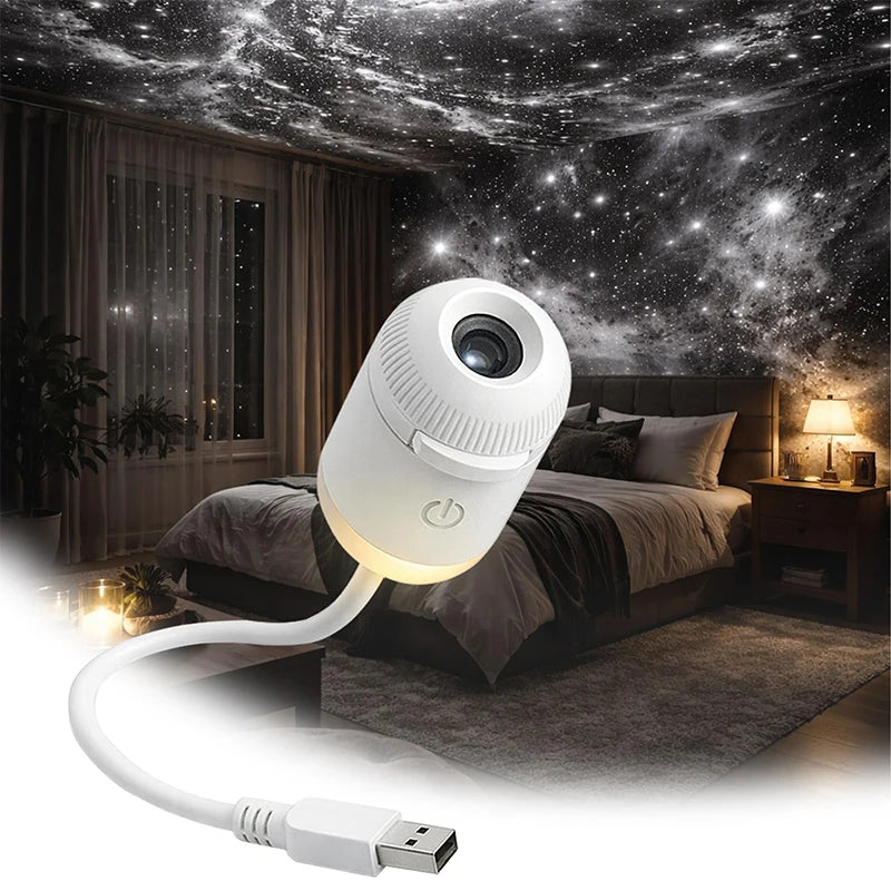 2 in 1 Usb Mini Galaxy Star Projector Night Light with Film Starry Sky Ambient Light for Car Home Decoration for Adults and Kids