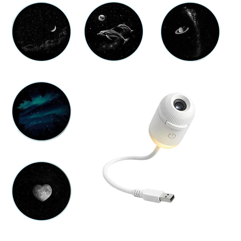 2 in 1 Usb Mini Galaxy Star Projector Night Light with Film Starry Sky Ambient Light for Car Home Decoration for Adults and Kids