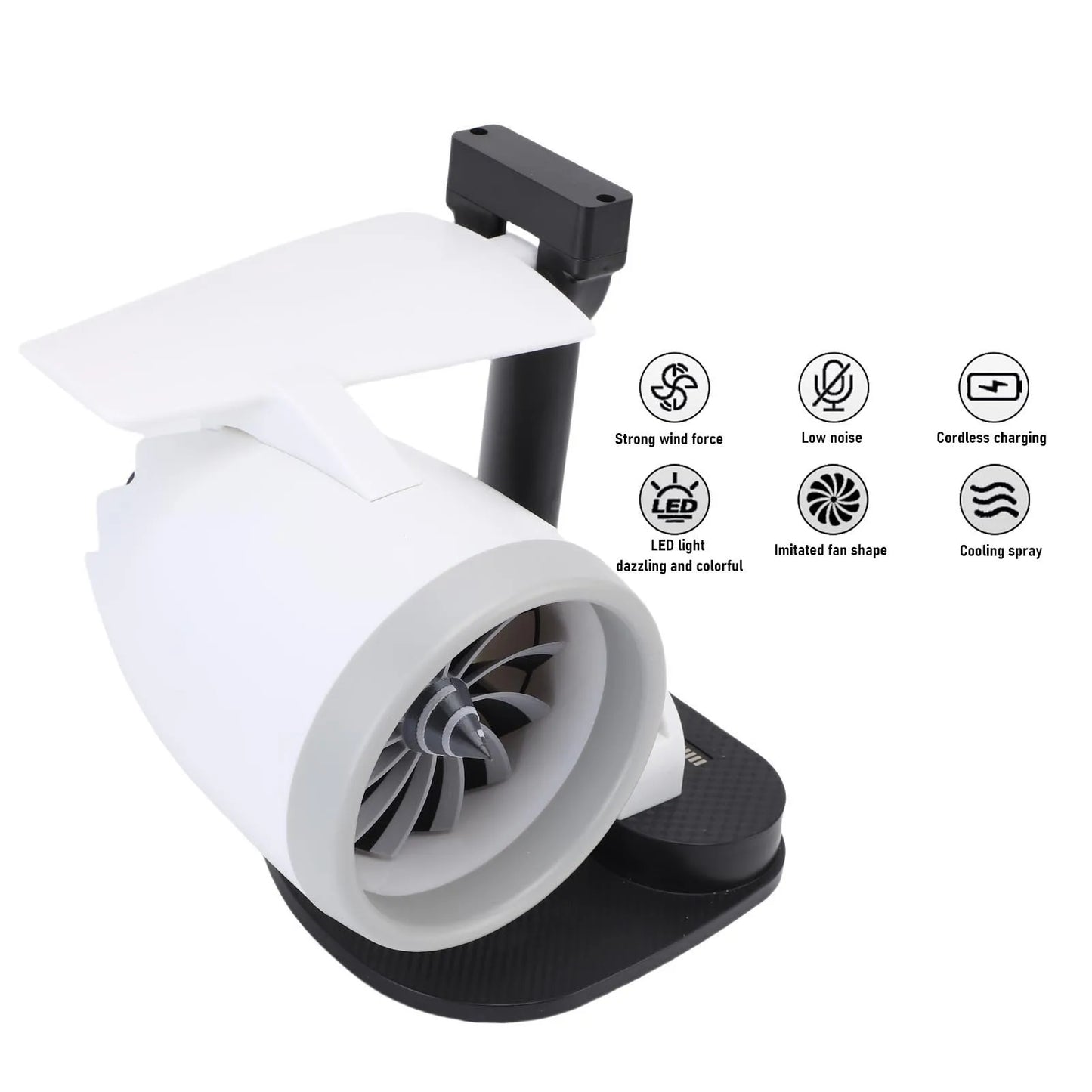 15W 3 in 1 Desktop Turbine Fan 4000Rpm Adjustable Speed Engine Shaped Versatile Desktop Turbine Fan with Humidifier for Office