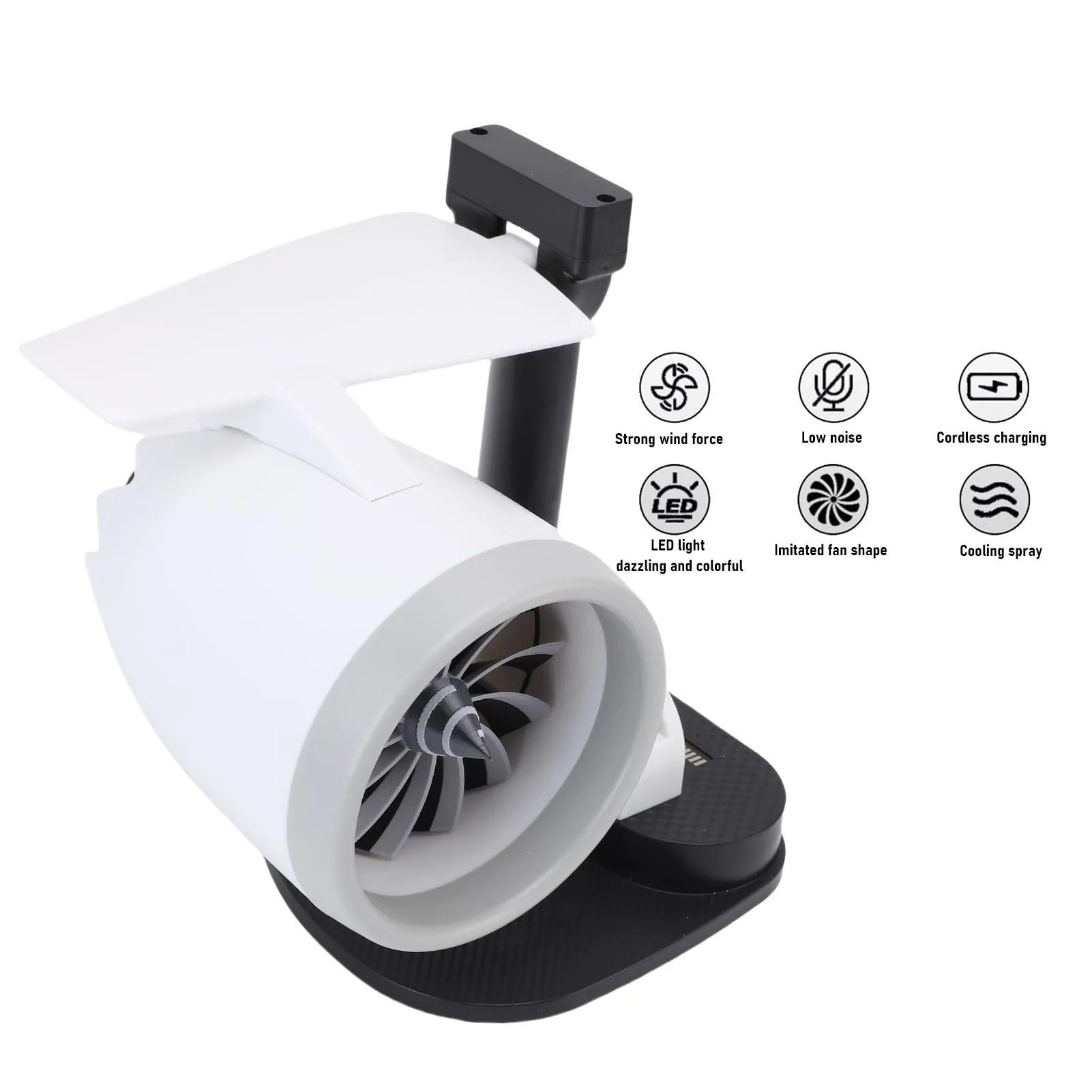 15W 3 in 1 Desktop Turbine Fan 4000Rpm Adjustable Speed Engine Shaped Versatile Desktop Turbine Fan with Humidifier for Office