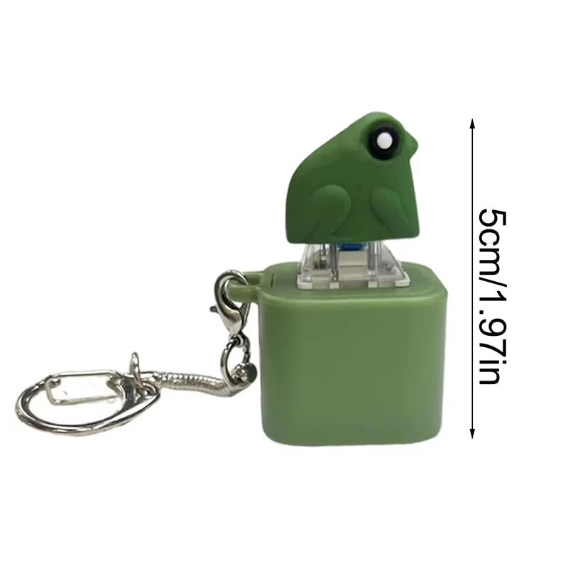 Croaking Frog Fidget Pendant Keychain with Colorful Lights Rechargeable Stress Reliever Anxiety Sensory Funny Sound Button Charm
