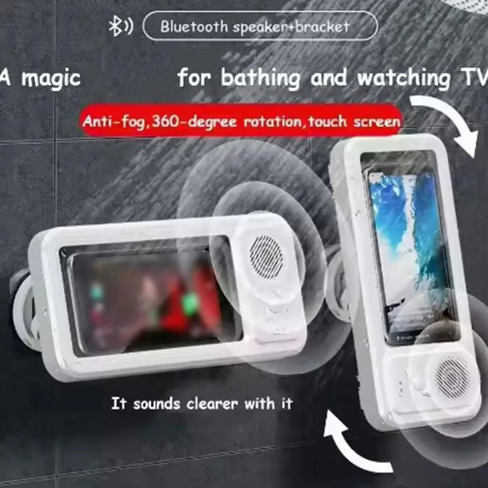 Z07 Waterproof Bluetooth Speaker Wall Mount Phone Holder for Shower Touchscreen Bathroom Box for Watching Videos