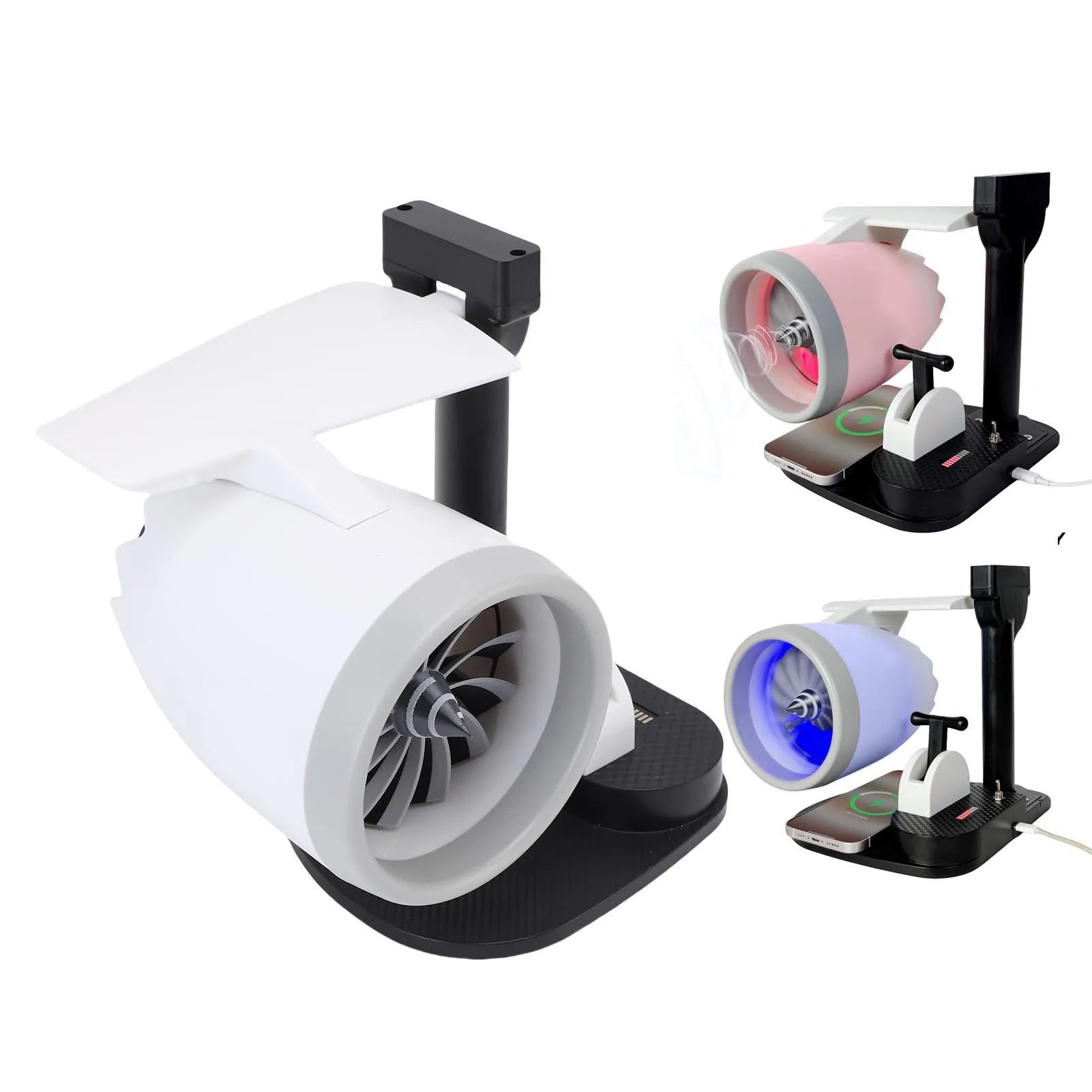 15W 3 in 1 Desktop Turbine Fan 4000Rpm Adjustable Speed Engine Shaped Versatile Desktop Turbine Fan with Humidifier for Office